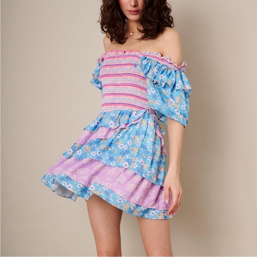 Yvonne & Love Floral Boho Tiered Coquette Dress
